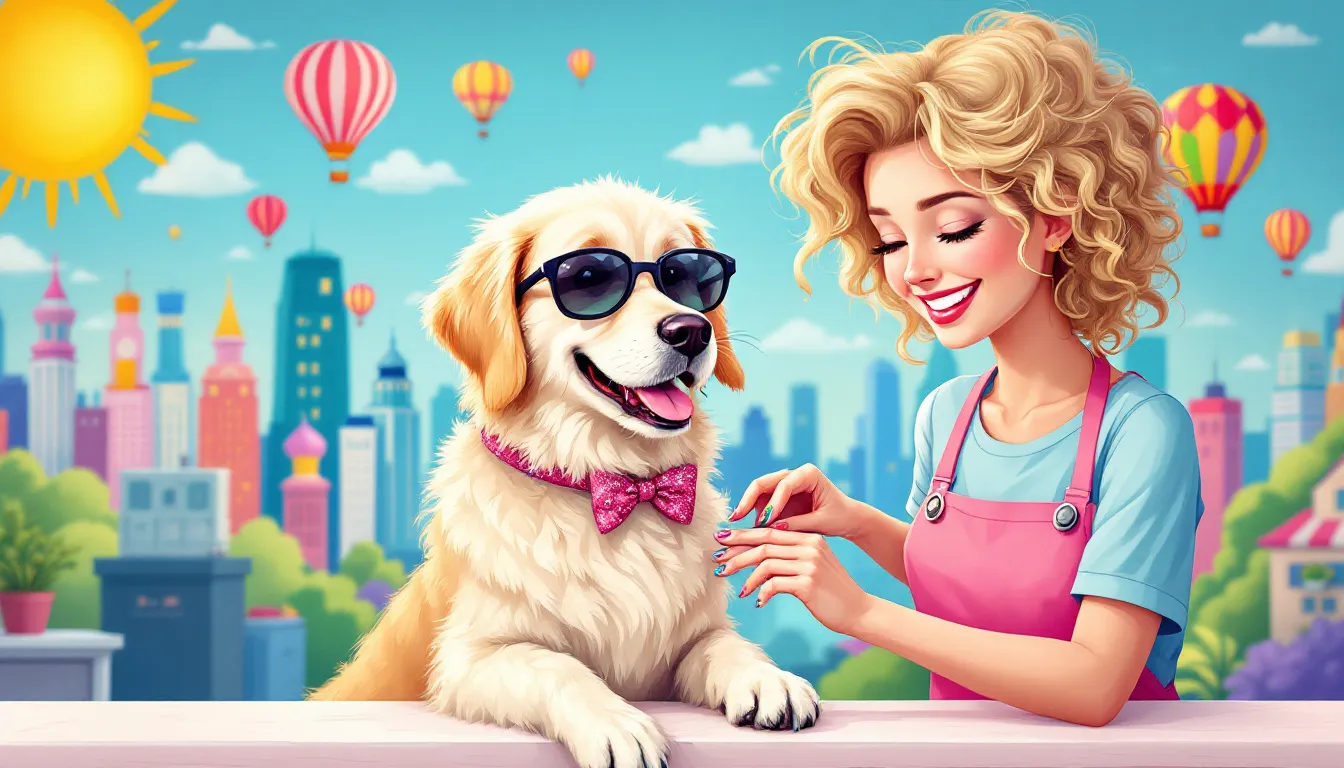 A professional groomer providing care to a senior dog with special needs.