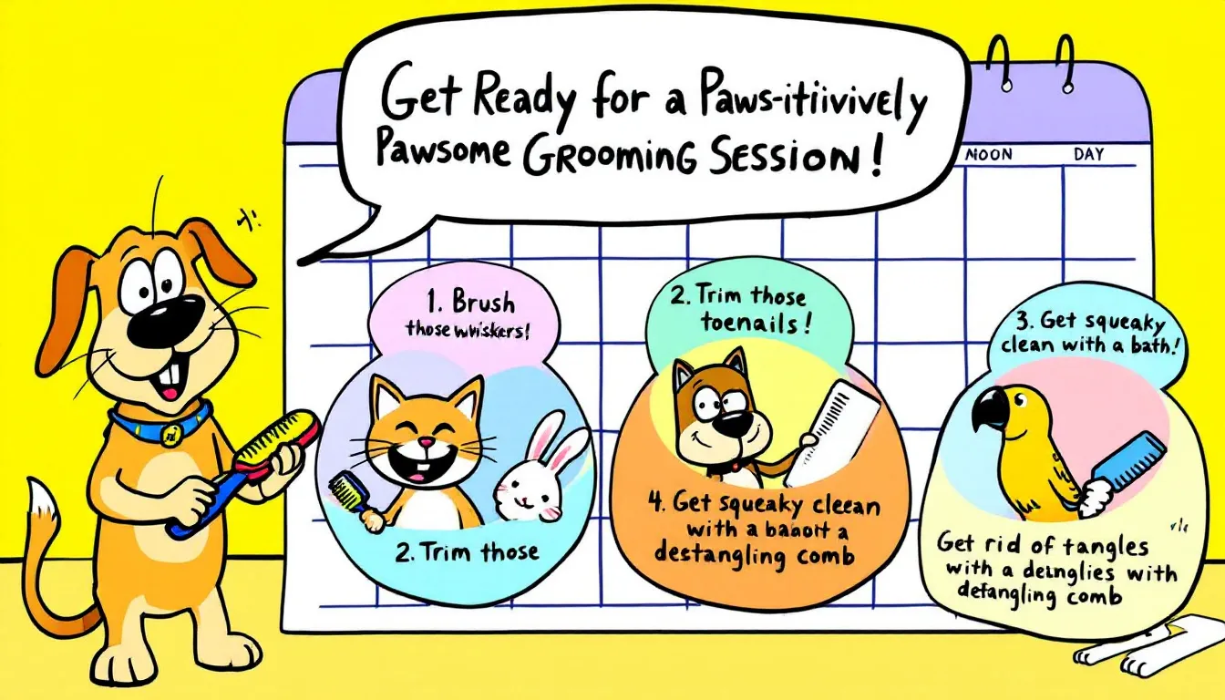 A checklist for preparing pets for their grooming appointment.