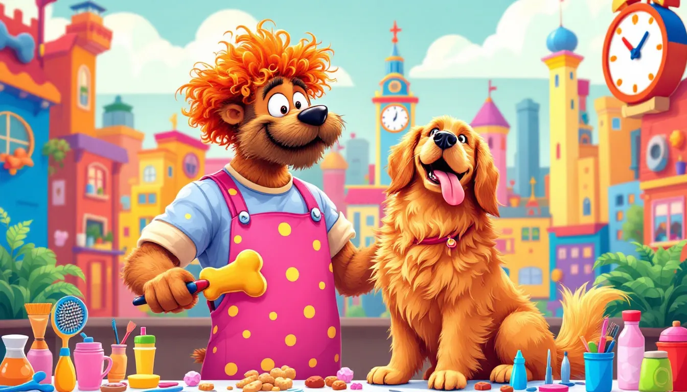 A professional groomer providing comprehensive grooming services for a dog.