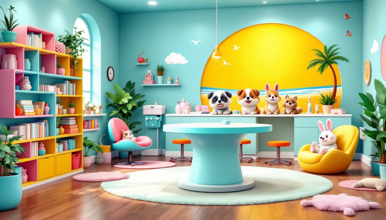 A modern grooming salon interior showcasing state-of-the-art facilities.
